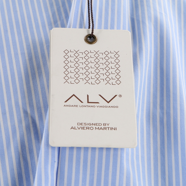 Alv by Andare Lontano Viaggiando $130 Men's Blue Striped Button Up Shirt - NWT