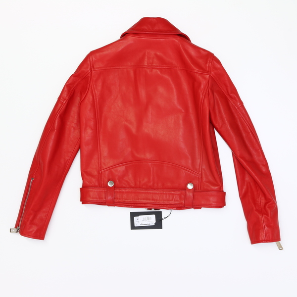 DSquared2 S75AM0553 $2210 Red Calf Leather Biker Jacket - NWT