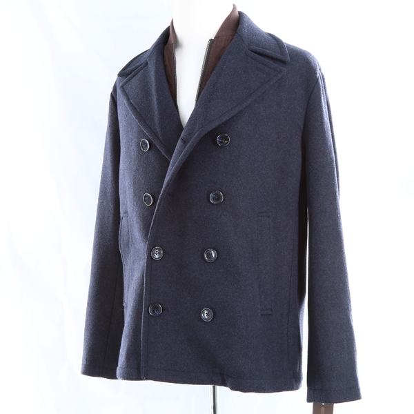 MICHAEL KORS George Double Breasted Dickey PeaCoat - Navy Blue - Style MNR10518