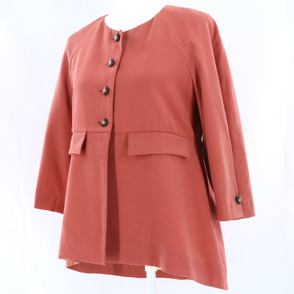 MANILA GRACE Denim Red Yellow Polka-Dot Pattern Faux Pockets Women's Coat/Jacket
