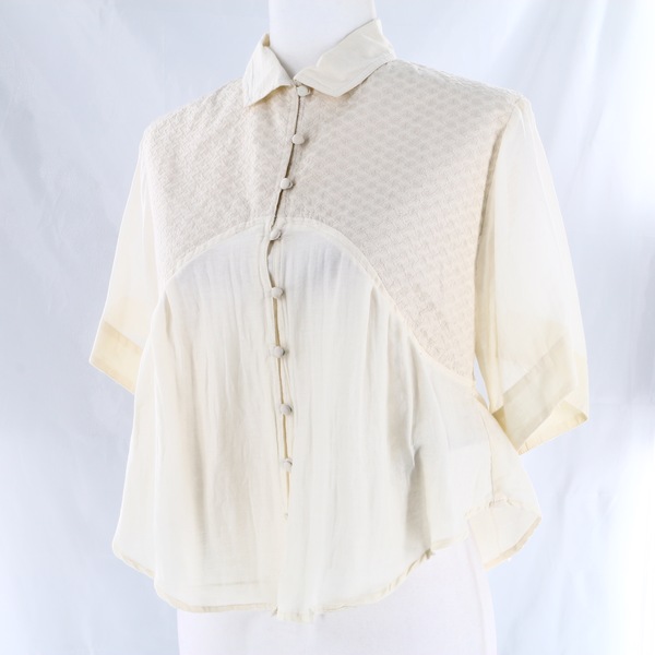 Cecilie Copenhagen $150 Women's Ivory Carroll Short-Sleeved Collared Blouse -NWT
