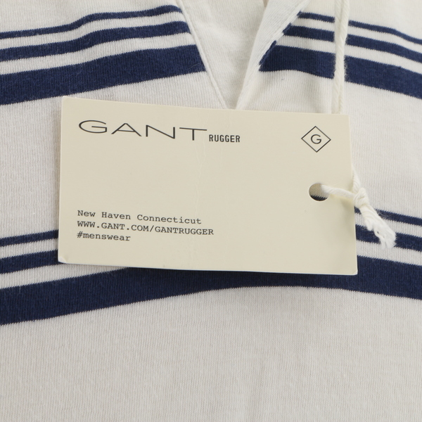 GANT RUGGER NWT $285 Awning Pocket White & Blue Stripe Men’s Polo T-Shirt Top