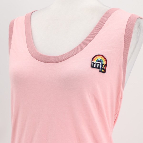 Mauro Grifoni KY268019Q $110 Women's Pink Rainbow Logo Patch Tank Top - NWT