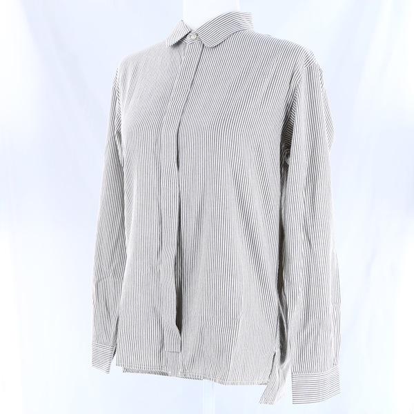 COSMIC WONDER NWT $140 Gray Logwood Striped Collared Women's Oxford Shirt Top