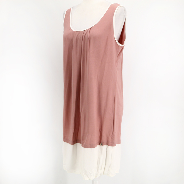 CAFENOIR NWT $145 Pink Pintuck Round Neck Sleeveless Women’s Shift Dress