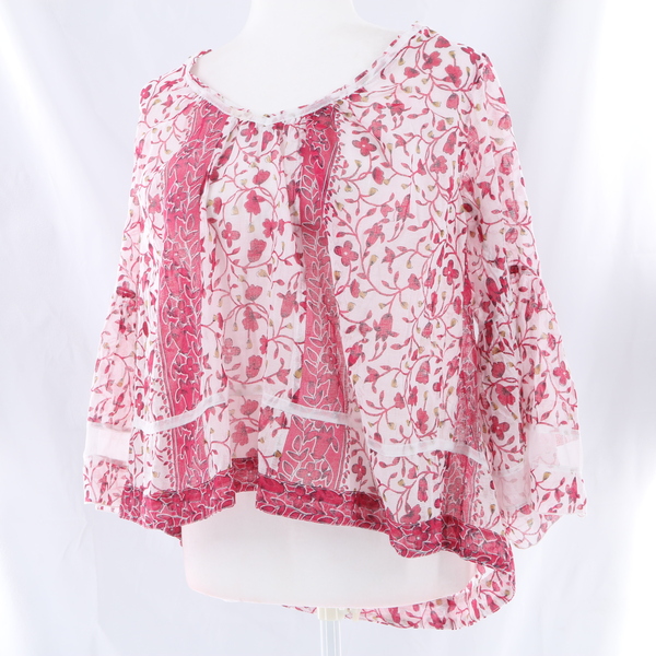 POUPETTE ST BARTH 100% Cotton Floral Women’s Flutter Blouse Shirt Top - NWT