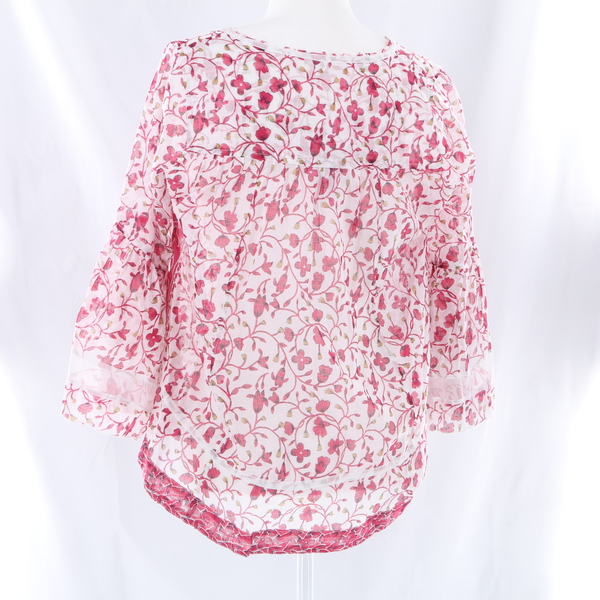 POUPETTE ST BARTH 100% Cotton Floral Women’s Flutter Blouse Shirt Top - NWT