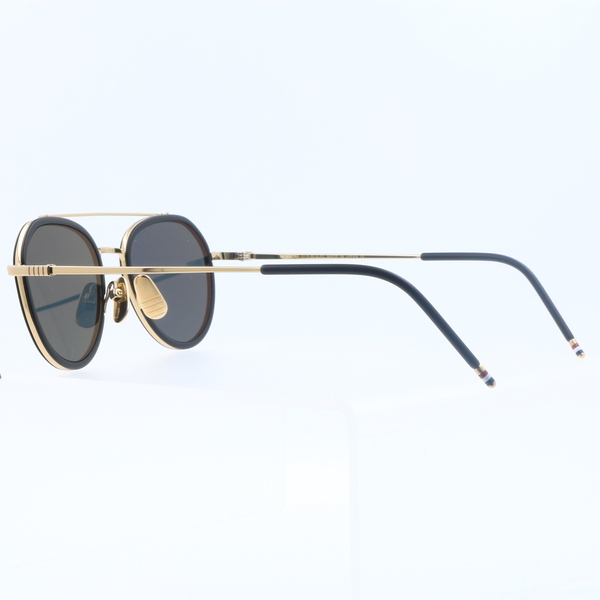 Thom Browne TB-801-A-GLD-BLK-51 $750 Unisex Black & Gold Round Sunglasses - NIB