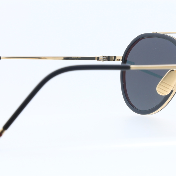 Thom Browne TB-801-A-GLD-BLK-51 $750 Unisex Black & Gold Round Sunglasses - NIB