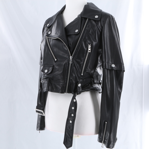 Urban Code BJ16543 $220 Women's Cropped Black Faux Vegan Leather Moto Jacket-NWT