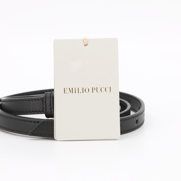 EmilioEmilio Pucci 55GC21 $70 Women's Skinny Black Genuine Leather Belt - NWT