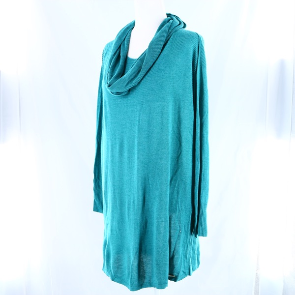 Stunning LFDL NWT $235 Turquoise Cowl Neck Women’s Maxi Sweater Tunic Pullover