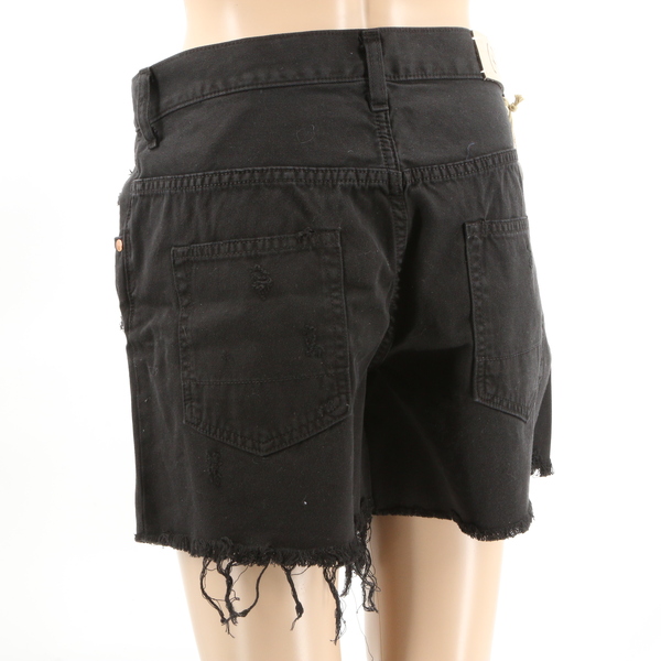 (+) People $200 Women's Black Distressed Denim Boyfriend Shorts - NWT