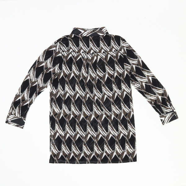 St. John Women's Abstract Geometric Print Woven Button Up Blouse K50WW02 NWT