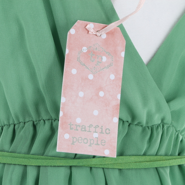 TRAFFIC PEOPLE NWT $265 Green Tassel Sleevless Women’s Long Wrap Maxi Dress