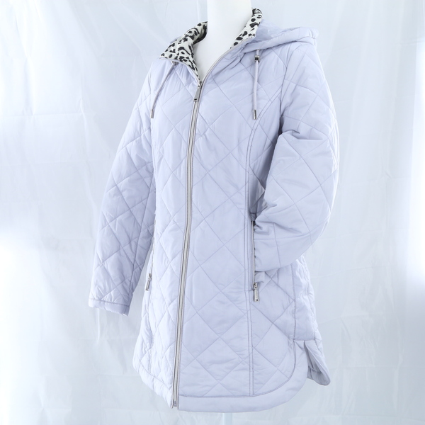 LAUNDRY BY SHELLI SEGAL Ice Blue Quilted Women's Parka Jacket - Style U9211319