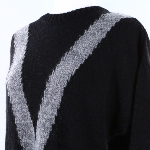 AKEP NWT $165 Black & Gray Triangle Pattern Wool Blend Oversize Women’s Sweater