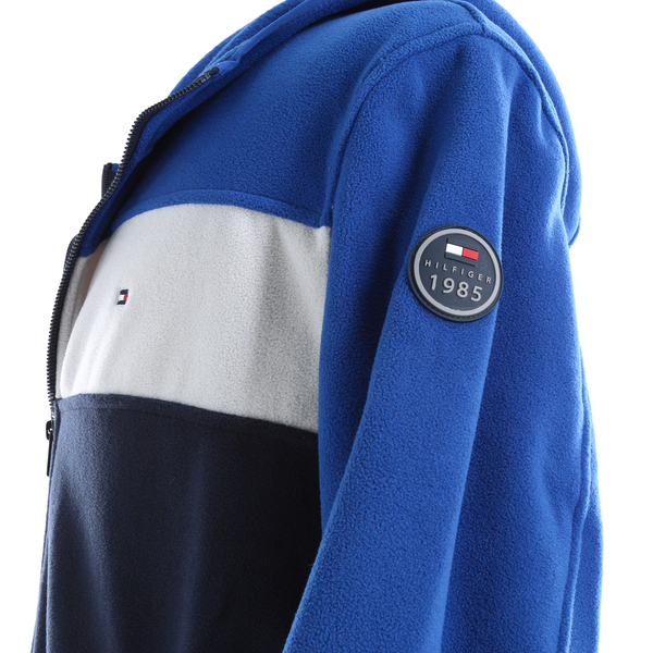 Tommy Hilfiger Blue/White Fleece Flag Logo Hooded Full Zip Men's Jacket 158AF552