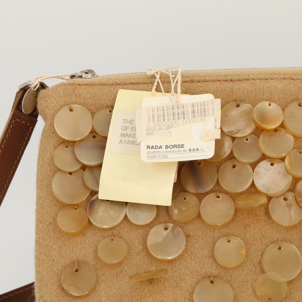 RADA Borse $355 Women's Tan Beaded Felt Shoulder Bag - NWT