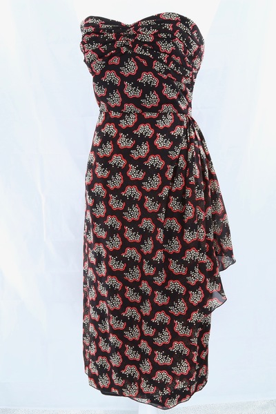 ANNA SUI Black Multi Floral Reef Sheath Dress - Size 6 - Style 219K71 