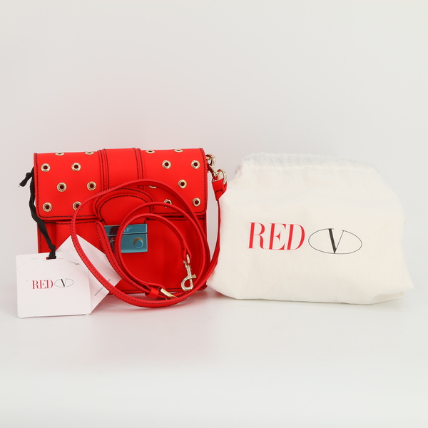 RED Valentino $480 Women's Red Eyelet PVC Crossbody Bag - NWT