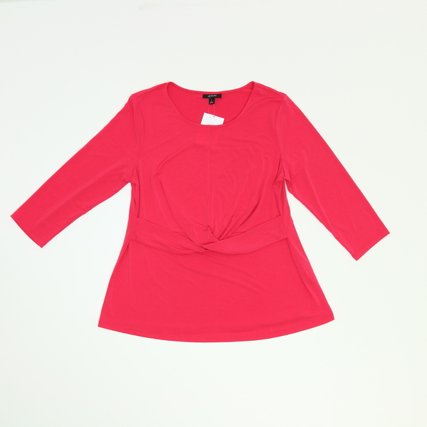 Alfani Women's Pink Long Sleeve Scoop Neck Faux Wrap Blouse Top 100054768MS NWT