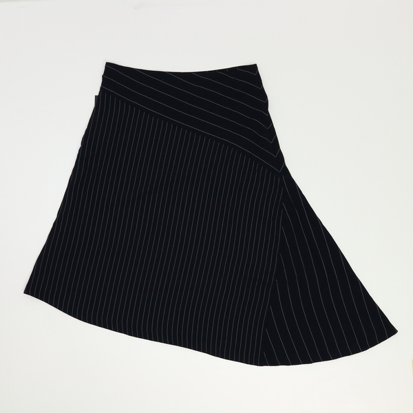 DKNY Women's Navy Side-zip Striped Midi Asymetrical Skirt P9GNECSK NWT