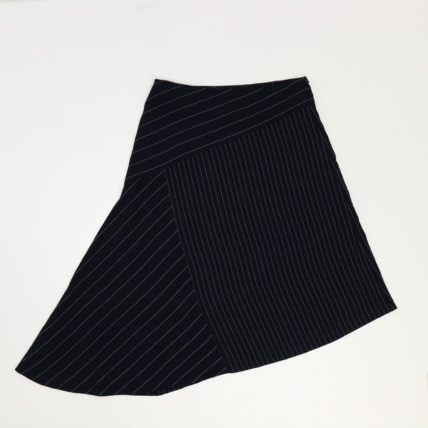 DKNY Women's Navy Side-zip Striped Midi Asymetrical Skirt P9GNECSK NWT