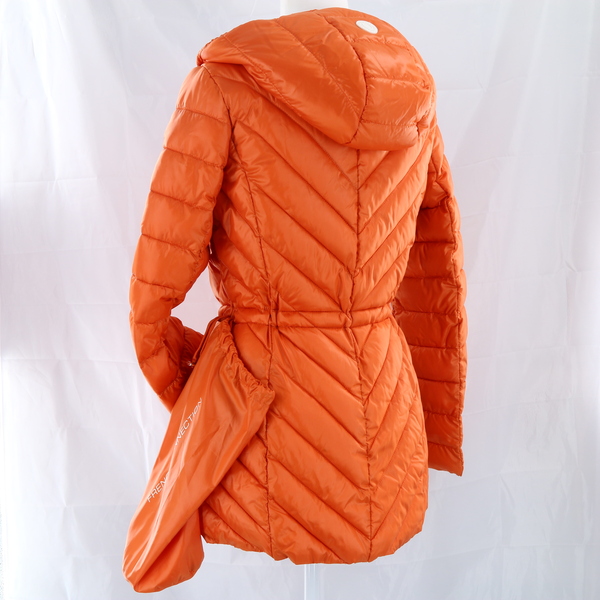 French Connection F48182 $190 Women's Orange Chevron Puffer Anorak Jacket - NWT