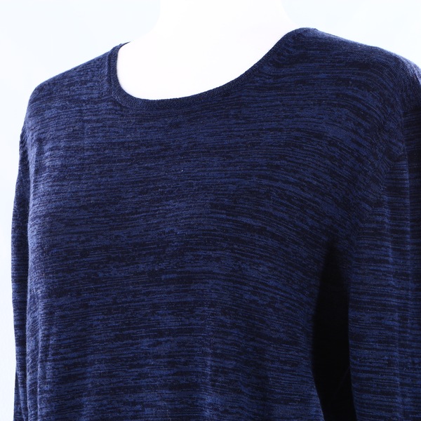 HOSIO NWT $180 100% Wool Navy Blue Crew Neck Long Sleeves Men’s Jumper Sweater