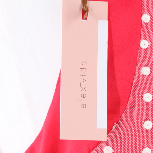 ALEX VIDAL NWT $550 Pink White Polka Dot Collar Women's Dress