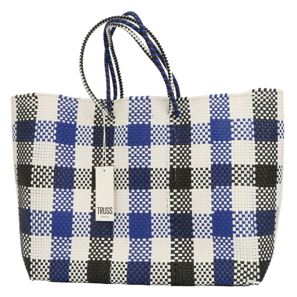 TRUSS $345 Women's Large Woven Checkered Double Handle Tote - NWT