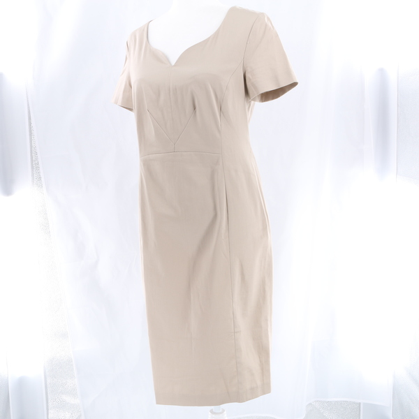 Fancy EMISPHERE NWT $245 Beige Sweetheart Neck Women’s Sheath Knee-Lenght Dress
