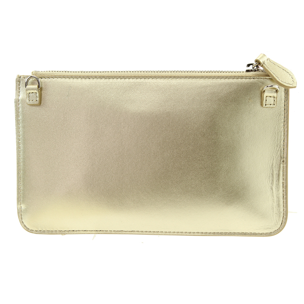 DELPOZO NWT $650 Gold Mini Bow Glitter & Metallic Leather Clutch Crossbody Bag