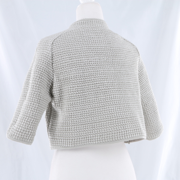 Diego M $560 Women's Quilted Light Gray Cropped Zip Jacket - NWT