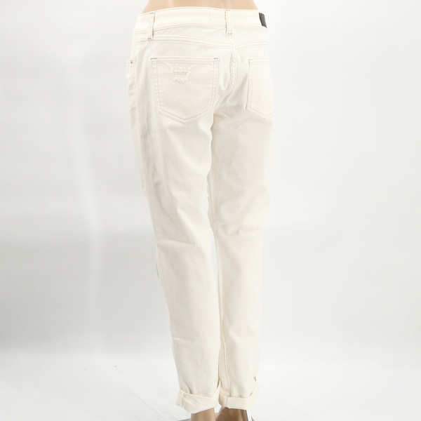 Karl Lagerfeld Women's White Distressed Cuffed Jeans KFA1505/277 New