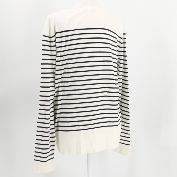 SANDRO Black & White Stripe Men’s Tee Long Sleeve T-Shirt Pullover Top