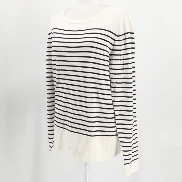 SANDRO Black & White Stripe Men’s Tee Long Sleeve T-Shirt Pullover Top