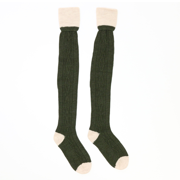 Musto AC0580 $195 Men's Two-Tone Long Shooting Socks in Moss/Oatmeal - NWT