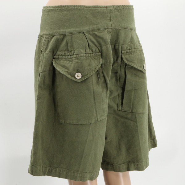 (+)People 15B00023540 $370 Women's Olive Green Canvas Shorts w/ Slide Buckle-NWT