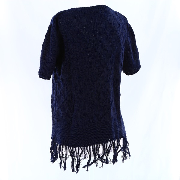 LALA BERLIN NWT $325 Blue Tassels Short Sleeve Women’s Jumper Sweater Pullover