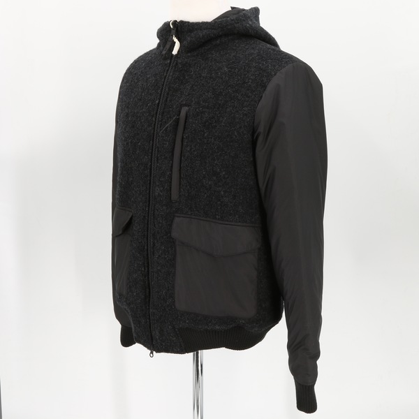 ASPESI NWT $1024 Black Double Faced Hooded Zip Wool Men’s Jacket Coat Outerwear