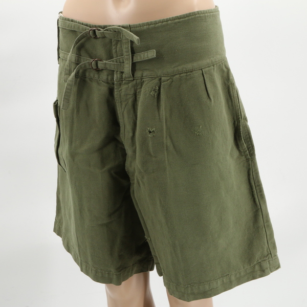 (+)People 15B00023540 $370 Women's Olive Green Canvas Shorts w/ Slide Buckle-NWT