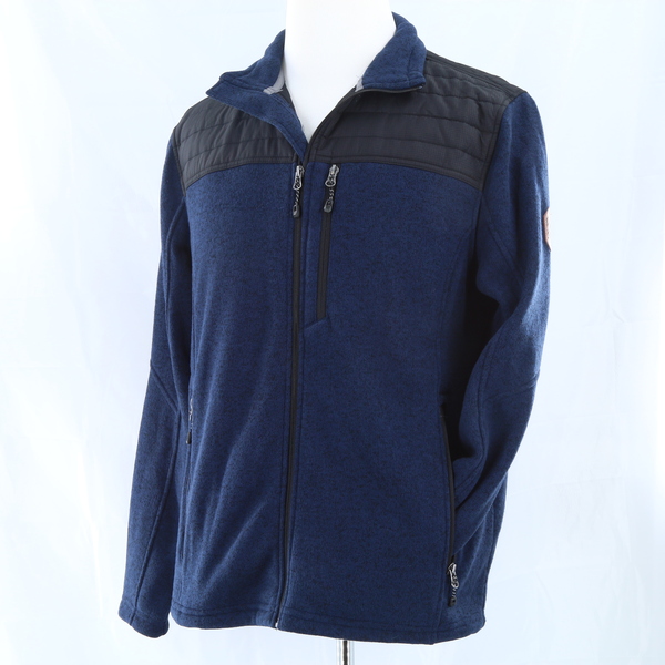 Free Country 255M683499NR $100 Black Blue Heathered Fleece Front Zip Jacket -NWT