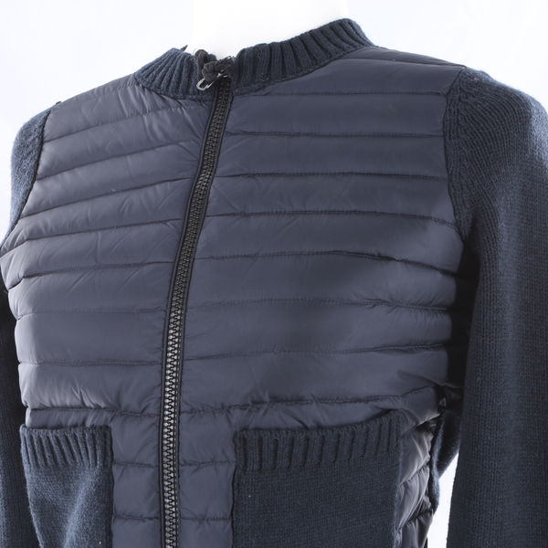 Jan Mayen $225 Women's Navy Blue Padded Down Panel Knit Zip Jacket - NWT