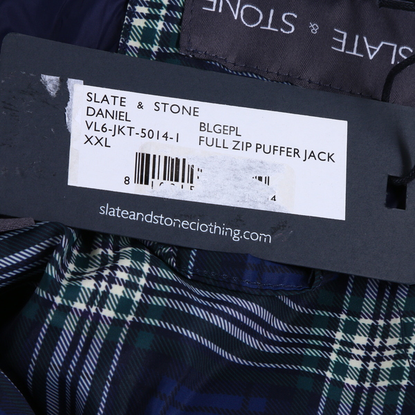 SLATE & STONE NWT $598 Daniel Plaid Zip Front Men's Down Puffer Jacket
