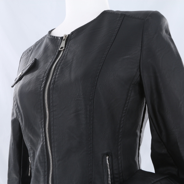 Kaos Jeans KPJPV004 $150 Women's Black Eco Vegan Leather Biker Jacket - NWT
