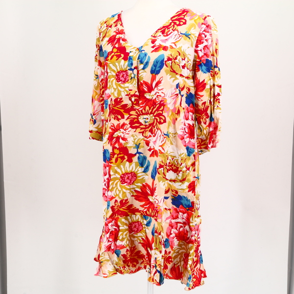 M BY MAIOCCI NWT $420 Multicolor Floral Print V-Neck Women’s Shift Tunic Dress
