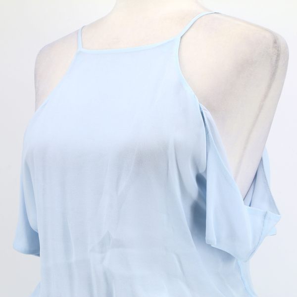 PATRIZIA PEPE NWT $275 Women’s Blue Open Cut-Out Shoulders Blouson Dress
