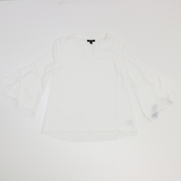 Alfani Women's White V-Neck  Bell Sleeve Blouse Top 73941 NWT